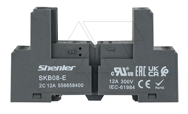 Цоколь SKB08-E, 12A(300V), винтовой зажим, черный, на рейку DIN35/панель, для RKE2, RKF2, R2N, MY2, 55.32, KMY2, PT2, RCM2 Цоколь SKB08-E, 12A(300V), винтовой зажим, черный, на рейку DIN35/панель, для RKE2, RKF2, R2N, MY2, 55.32, KMY2, PT2, RCM2