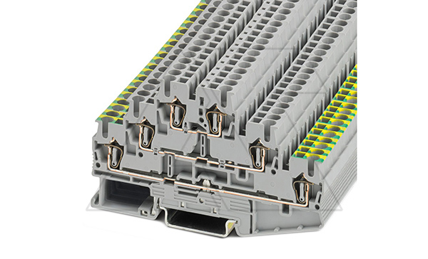 Клемма многоярусная ST 2,5-PE/L/L /5,2mm, пружинная, 6 присоед., 2,5(max 4)mm2, 22A, 500V, серая