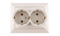 OPAL - Розетка 2x2P+E с рамкой, бежевый