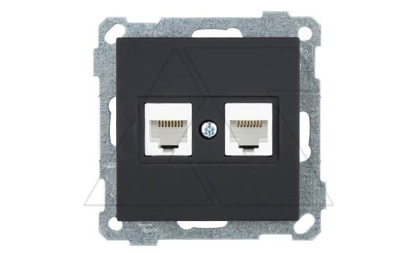 21 - Розетка 2хRJ-45 кат. 6 UTP, черный мат 21 - Розетка 2хRJ-45 кат. 6 UTP, черный мат