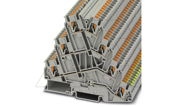 Клемма для подключения электродвигателя PT 2,5-PE/3L /5,2mm, push-in, 4 яруса, 2,5(max 4)mm2, 20A, 800V, серая Клемма для подключения электродвигателя PT 2,5-PE/3L /5,2mm, push-in, 4 яруса, 2,5(max 4)mm2, 20A, 800V, серая