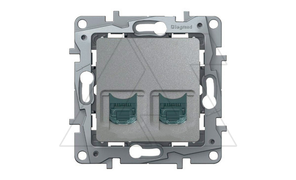 Etika - Розетка 2хRJ-45 UTP CAT5E 8конт. (алюминий)