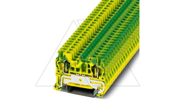 Клемма защитного проводника ST 2,5-PE /5,2mm, пружинная, 2 присоед., 2,5(max 4)mm2, желто-зеленая Клемма защитного проводника ST 2,5-PE /5,2mm, пружинная, 2 присоед., 2,5(max 4)mm2, желто-зеленая