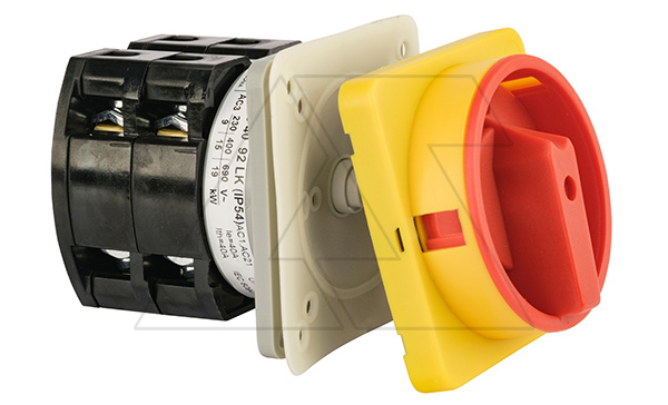 Переключатель BS 40 92 LK (IP54), аварийный, 4P, 40A, тип 0-1, 18.5kW(400VAC по АС-23), на дверь, красная блокируемая в 0 рукоятка, фронт IP54