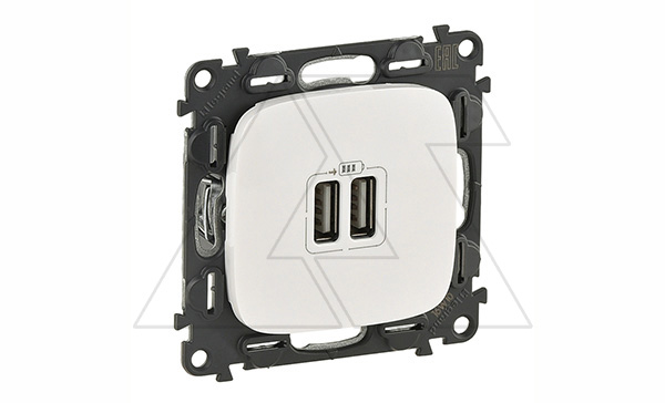 Valena Allure - Зарядное устройство с двумя USB Type A, 240V/5V, 1500мА, белый (инд. упаковка)