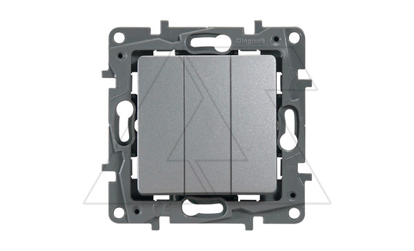 Etika - Выключатель трехклавишный (алюминий), (снят с производства)