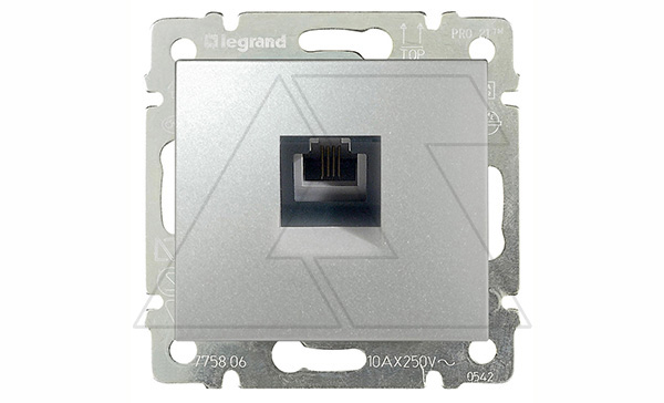 Valena - Розетка телеф. 1хRJ-11 4 конт., алюминий