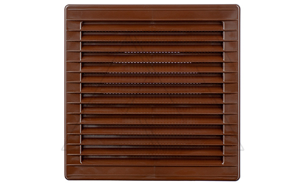Решетка вентиляционная с сеткой квадратная 170х170мм с круглым выводом Ø150мм, пластик, коричневый