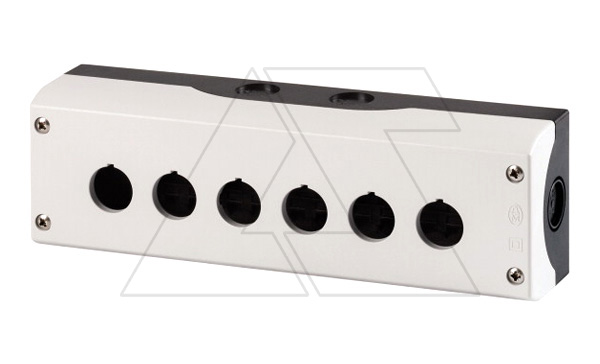 Корпус для поста кнопочного M22-I6, пластик, серый верх и черное основание, 6 монтажных мест, IP67/69K