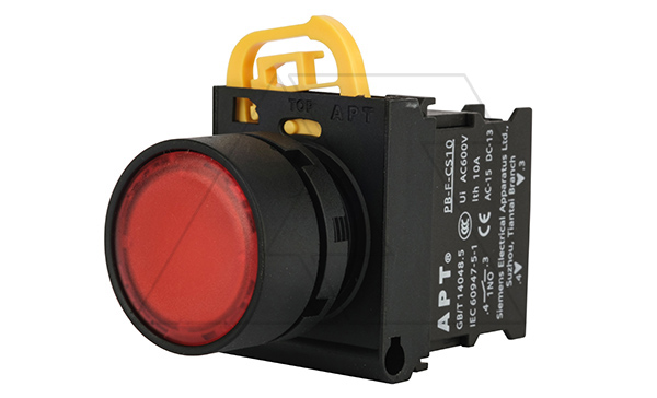 Кнопка плоская PB3E, красная, без фиксации, с подсветкой без LED, 1NO, 6A 230VAC/24VDC, 22mm, IP65