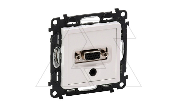 Valena Life - Розетка для аудио/видео устройств с разъемами HD15/гнездо Jack 3,5мм, белая (инд.упак)