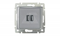 Valena - Розетка с 2-мя коннекторами USB, алюминий (инд. упаковка) от интернет-магазина amperkin.by