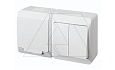 HERMES - Выключатель двухклавишный 10A/250V + Розетка 2P+E, 16A/250V, с крышкой, IP44, белый от интернет-магазина amperkin.by