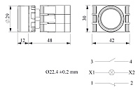 B-D -G-(BA-B1-B3-B2)-IP50 Кнопка нажимная зеленая пластиковая с патроном подсветки Ba9S (1НО+1НЗ) от интернет-магазина amperkin.by