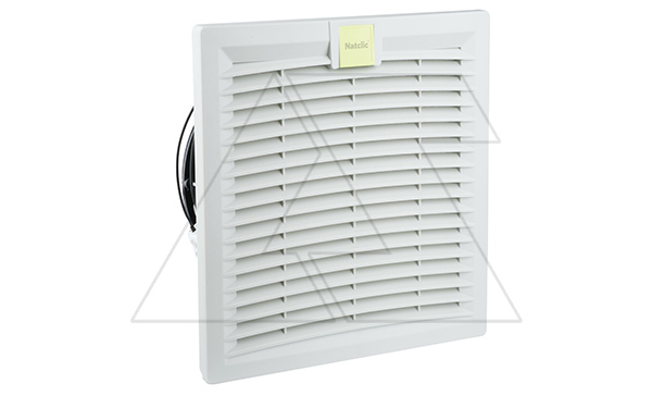 Вентилятор с фильтром SFE откидной 26Вт, 198м3/ч, 230VAC, габариты 260x260x80мм, вырез 225x225мм, IP54, RAL7035