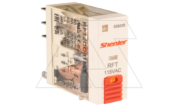 Реле RFT2CO615LT, 2CO, 8A(250VAC/30VDC), 115VAC, мех. индикация, тест-кнопка с блокировкой, LED Реле RFT2CO615LT, 2CO, 8A(250VAC/30VDC), 115VAC, мех. индикация, тест-кнопка с блокировкой, LED