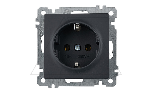 21 - Розетка 2P+E, черный мат 21 - Розетка 2P+E, черный мат