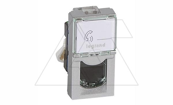 Mosaic - Розетка RJ-45 Кат. 6 UTP, 1М, с окном маркировки, алюминий