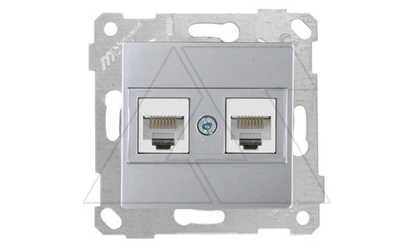Rita - Розетка 2хRJ-45 кат. 5e UTP, нерж. сталь