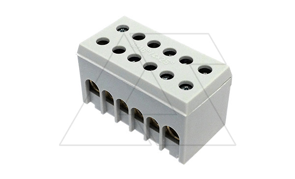 Клеммник Morek для фазы A6H-2 2P 2x2,5_16 + 4x4_25mm² Cu, 63A, 500V, серый, IP20 Клеммник Morek для фазы A6H-2 2P 2x2,5_16 + 4x4_25mm² Cu, 63A, 500V, серый, IP20