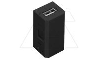 Розетка сменная модульная USB 2.0, двойной разъем, для блока OR-GM-9015/B, черный