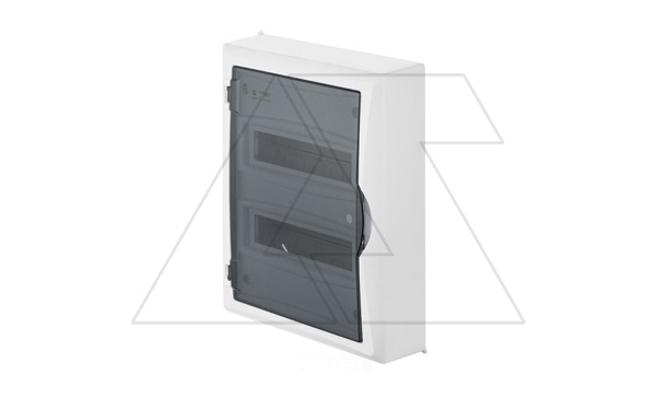 Щит навесной ECO BOX 2x12M, N/PE 3x 6x16+3x10mm2, дымчатая пласт. дверь, белый RAL9003, 434x354x105mm, IP40 (стикерованный) Щит навесной ECO BOX 2x12M, N/PE 3x 6x16+3x10mm2, дымчатая пласт. дверь, белый RAL9003, 434x354x105mm, IP40 (стикерованный)