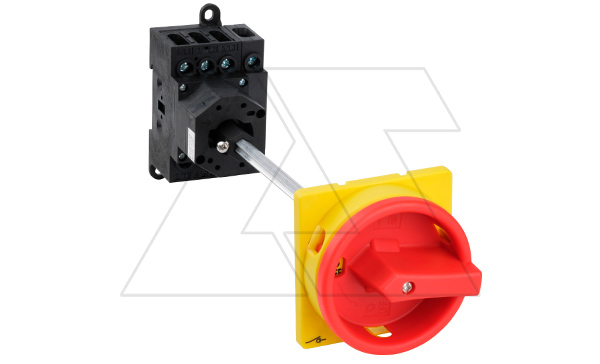 Выключатель нагрузки UKP1-425/ZAV, 3Р+N, 25А/AC21, 7.5kW/AC23A, 440VAC, на DIN-рейку с выносной красной блок. рукояткой и валом 200мм, IP65(фронт)