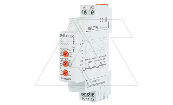 Реле контроля напряжения RS-MV223, 1-фазн., 1CO, 30…270VAC/DC(L-N/A-B), Umin и Umax (65_260VAC/DC), 0.1_10s, 1M Реле контроля напряжения RS-MV223, 1-фазн., 1CO, 30…270VAC/DC(L-N/A-B), Umin и Umax (65_260VAC/DC), 0.1_10s, 1M