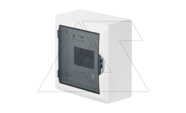 Щит навесной ECO BOX 1x6M, N/PE 2x 2x16+3x10mm2, дымчатая пласт. дверь, белый RAL9003, 198x192x96mm, IP40 Щит навесной ECO BOX 1x6M, N/PE 2x 2x16+3x10mm2, дымчатая пласт. дверь, белый RAL9003, 198x192x96mm, IP40