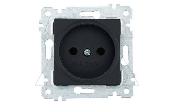 21 - Розетка 2P, черный мат 21 - Розетка 2P, черный мат