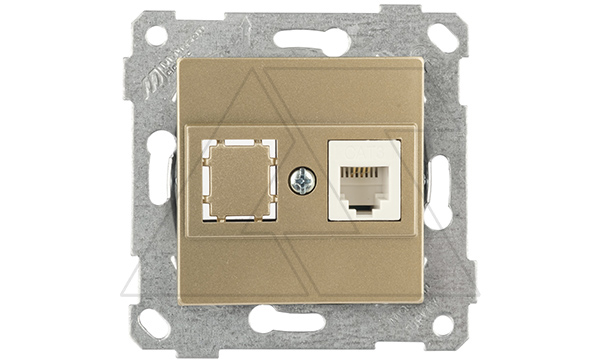 Rita - Розетка телефонная 1хRJ-12, золото доре