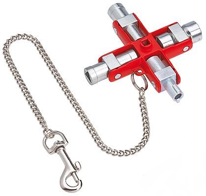 Ключ крестовой 4-лучевой для стандартных электрошкафов и систем запирания, оцинкованный, L-90 мм (KNIPEX)