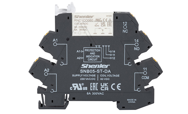 Реле интерфейсное RNC1CO060 с колодкой SNB05-ST-DA, push-in, 1CO, 6A(250VAC), 230VAC/DC, LED, W=6.2mm Реле интерфейсное RNC1CO060 с колодкой SNB05-ST-DA, push-in, 1CO, 6A(250VAC), 230VAC/DC, LED, W=6.2mm