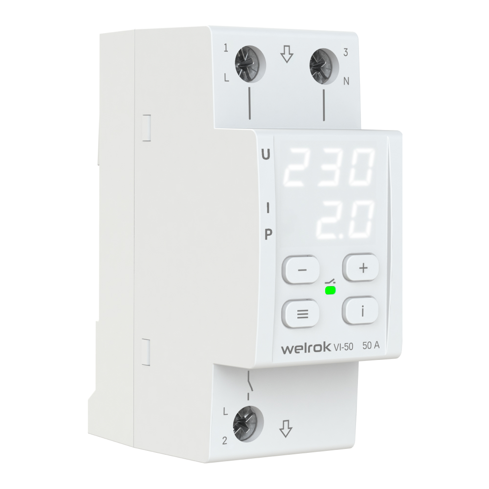 Реле напряжения c контролем тока Welrok VI-50 от интернет-магазина amperkin.by