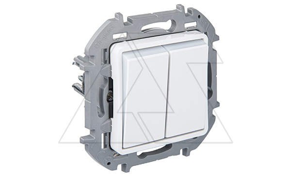 Inspiria - Переключатель на 2 направления двухклавишный с подсветкой (белый)