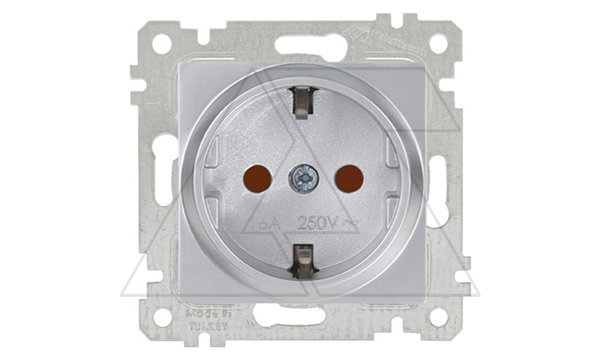 Rita - Розетка 2P+E, защ. шторки, нерж. сталь