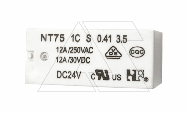 Реле NT75 1C S 0.41 3.5 12 DC24V, 12А(250VAC/30VDC), 1CO, AgSnO2, 24VDC, растр 3.5mm, IP67 Реле NT75 1C S 0.41 3.5 12 DC24V, 12А(250VAC/30VDC), 1CO, AgSnO2, 24VDC, растр 3.5mm, IP67