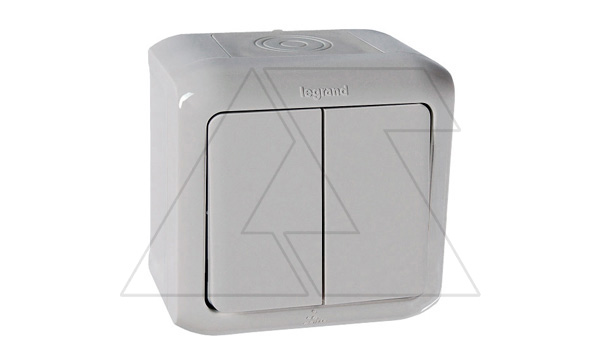 Quteo - Переключатель на 2 направления двухклавишный IP44, накладной монтаж, винт. зажимы, серый