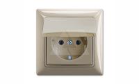 Basic 55 - Розетка 2P+E нем. стд. с крышкой и рамкой, IP 44 (шампань)