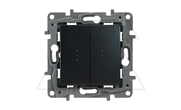 Etika - Выключатель двухклавишный с подсветкой (антрацит)