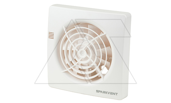 Вентилятор SM-100 TW, таймер отключения, белый, короткий патрубок 38мм, Ø100мм, вал на подшипниках, обратный клапан, 230В, 9,5Вт, 95м³/ч