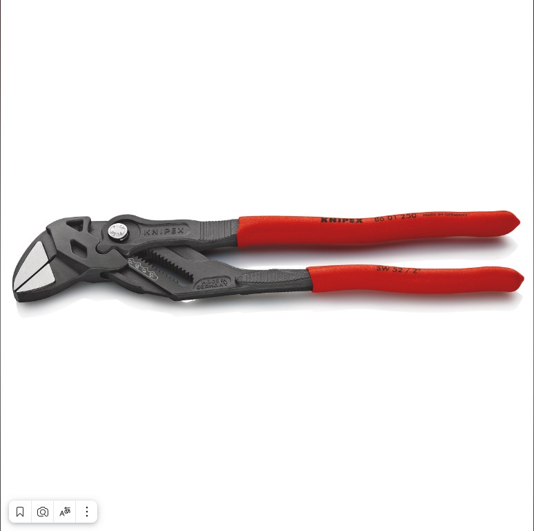 Клещи переставные - гаечный ключ, 52 мм (2"), L-250 мм, Cr-V, хром., 2-комп. рукоятки, T (KNIPEX)