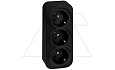 Quteo - Розетка 3x2P+E нем. стд. со шторками, со смещением контактов 45°, черный матовый от интернет-магазина amperkin.by