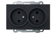 21 - Розетка двойная 2x2P, черный мат от интернет-магазина amperkin.by