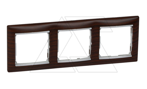 Valena - Рамка 3 поста верт/гориз, темное дерево/серебро