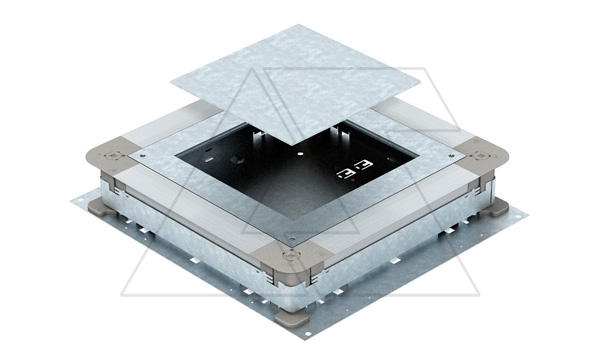Основание UGD250-3 6 монтажное, с крышкой для лючков GES6, для стяжки h=70-125мм, конв. оцинк.