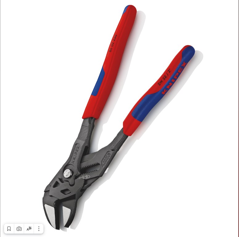 Клещи переставные - гаечный ключ, 52 мм (2"), L-250 мм, Cr-V, хром., обливные рукоятки, SB (KNIPEX)