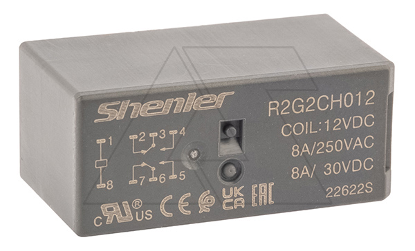 Реле R2G2CH012, 2CO, 8A(250VAC/30VDC), 12VDC,  растр. 5mm Реле R2G2CH012, 2CO, 8A(250VAC/30VDC), 12VDC,  растр. 5mm