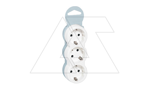 Блок мультирозеточный 16А 3х2Р+Е нем.стд., гориз. подкл., пластик, белый