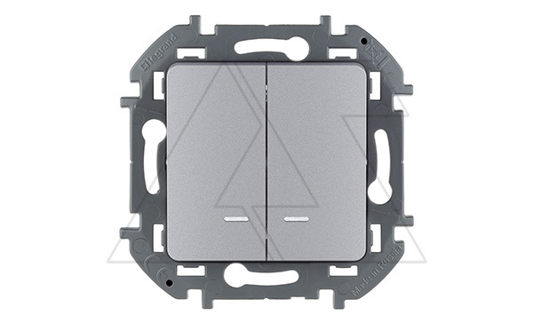 Inspiria - Выключатель двухклавишный с подсветкой (алюминий)